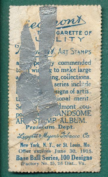 1914 T330-2 Bill Carrigan, Piedmont Art Stamp