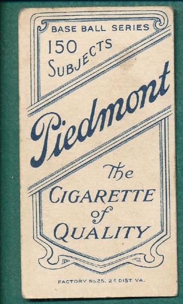1909-1911 T206 Brown, Mordecai, Cubs Shirt, Piedmont Cigarettes 
