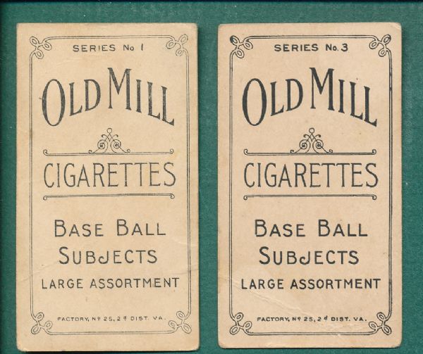 1910 T210 Lipe & Carlin, Lot of (2) Old Mill Cigarettes 