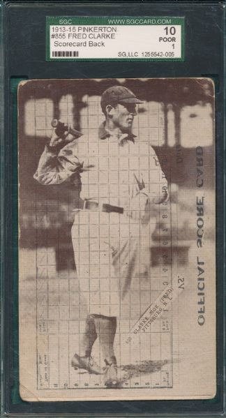 1913-15 Pinkerton #855 Fred Clarke, Scorecard SGC 10