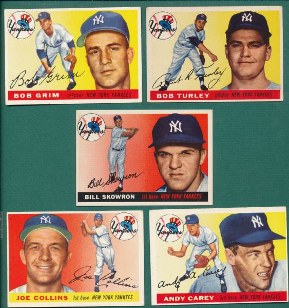 1955 Topps Yankees Lot of (5) W/ Skowron