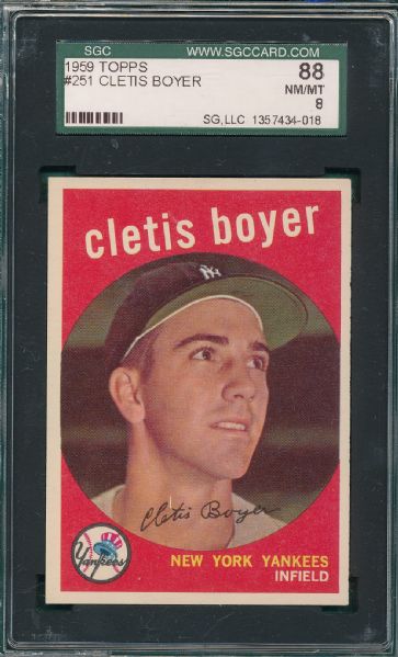 1959 Topps #251 Cletis Boyer SGC 88