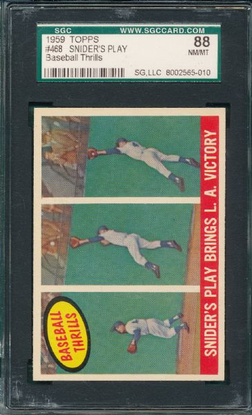 1959 Topps #468 Sniders Play  SGC 88