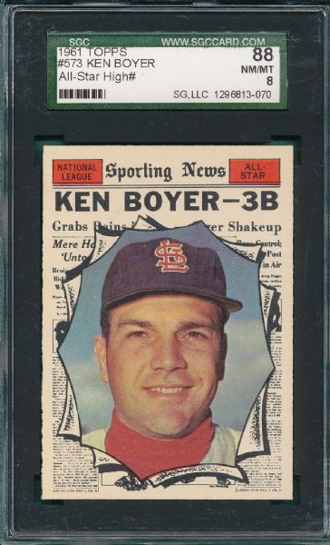 1961 Topps #573 Ken Boyer AS SGC 88 *High #*