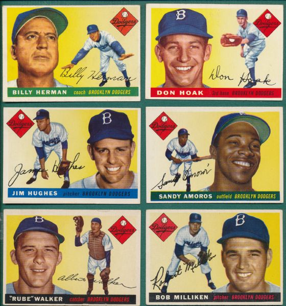 1955 Topps Dodgers, Lot of (12) W/ Labine *High Numbers*