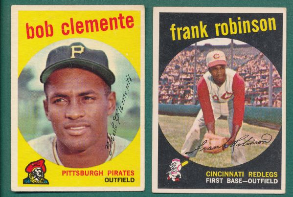 1959 Topps #478 Clemente & #435 F. Robinson (2) Card Lot