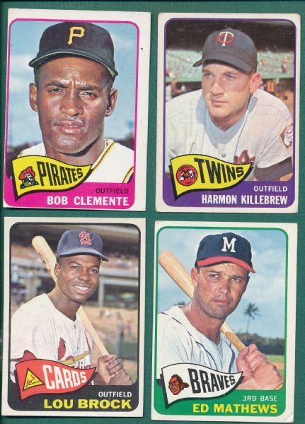 1965 Topps Lot of (4) W/ Clemente/Brock