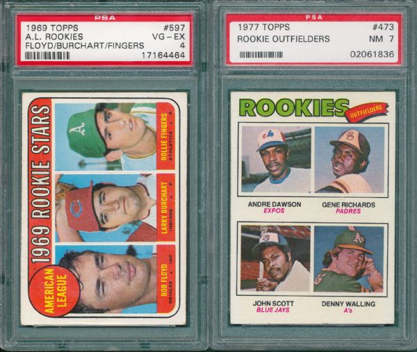 1969 Topps #597 Finger, Rookie *High #* & 1977 #473 Dawson, Rookie Lot of (2)