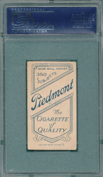 1909-1911 T206 Huggins, Hands to Mouth, Piedmont Cigarettes PSA 4