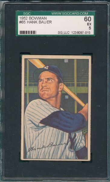 1952 Bowman #65 Hank Bauer SGC 60