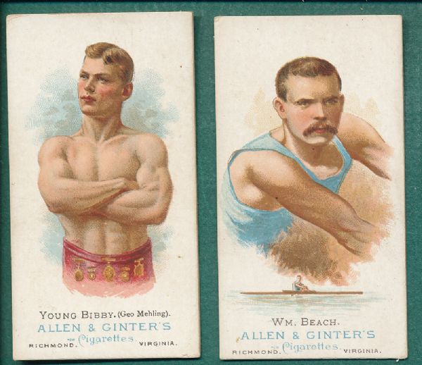 1887 N28 Beach & Young Bibby, Lot of (2) Allen & Ginter Cigarettes *Crease Free*