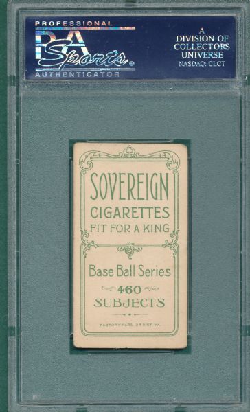 1909-1911 T206 Bergen, Catching, Sovereign Cigarettes PSA 3.5