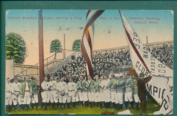 1900s Detroit Tigers Postcard W/ Ty Cobb