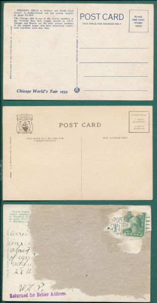 1900s Major Leaguer Baseball Parks Lot of (3) Postcards W/ Wrigley Field