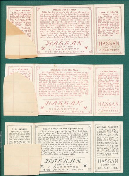 1912 T202 Lot of (5) Hassan Cigarettes W/ Bresnahan
