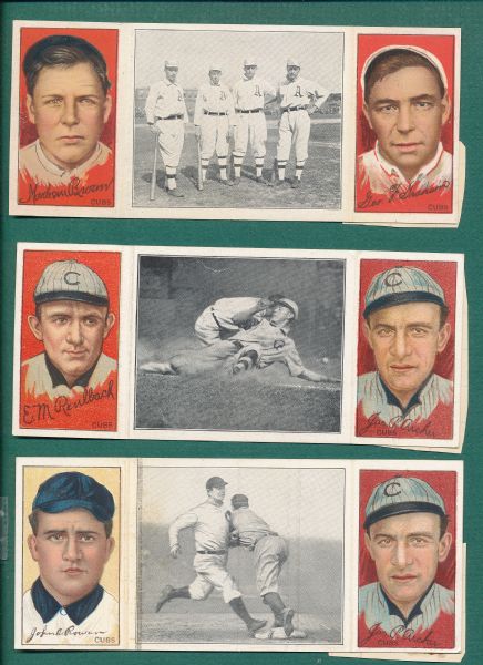 1912 T202 Lot of (3) Cubs Hassan Cigarettes W/ Mordecai Brown