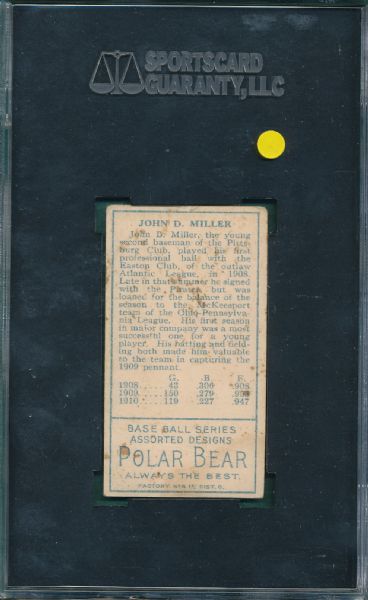 1911 T205 Miller, John D., Polar Bear Tobacco SGC 35