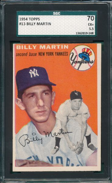 1954 Topps #13 Billy Martin SGC 70