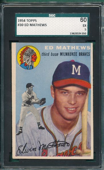 1954 Topps #30 Ed Mathews SGC 60
