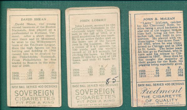 1911 T205 Lot of (3) Sovereign Cigarettes *Miscuts*