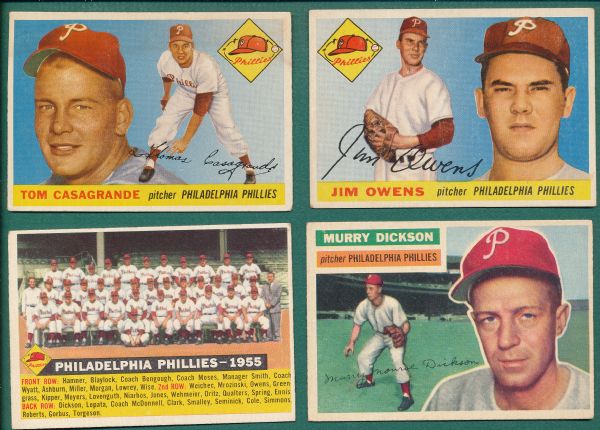 1955-56 Topps Lot of (26) Phillies W/ Owens *Crease Free*