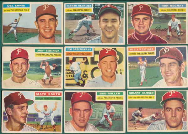 1955-56 Topps Lot of (26) Phillies W/ Owens *Crease Free*