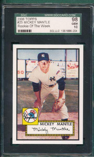 2006 Topps #25 Mickey Mantle SGC 98 *MINT*