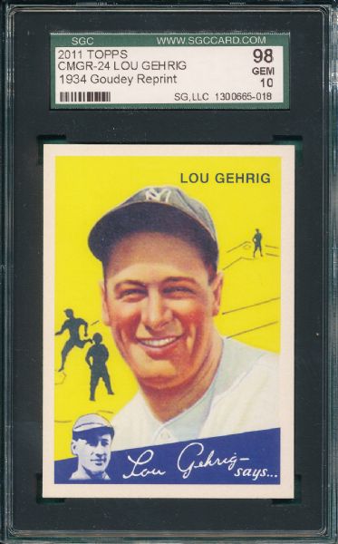 2011 Topps CMGR-24 Lou Gehrig SGC 98 *MINT*