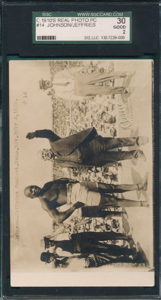 1910 Real Photo PC #14 of Johnson v. Jeffries Heavyweight Title Fight SGC 30