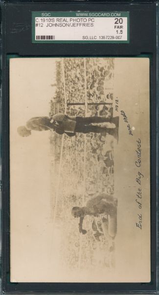 1910 Real Photo PC #12 of Johnson v. Jeffries Heavyweight Title Fight SGC 20