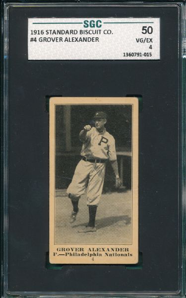 1916 Standard Biscuit Co. #4 Grover Alexander SGC 50 *Only Three Graded*