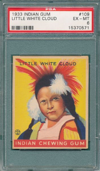 1933 Goudey Indian Gum #109 Little White Cloud PSA 6