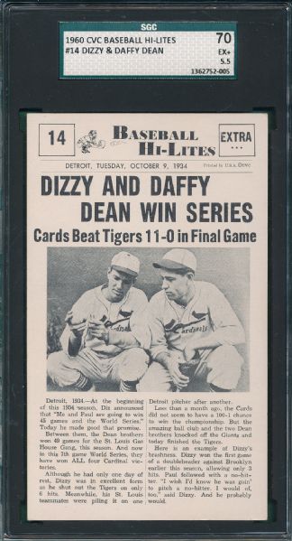 1960 CVC Baseball Hi-Lites #14 Dizzy & Daffy Dean SGC 70