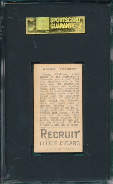 1912 T207 George Chalmers Recruit Little Cigars SGC 50