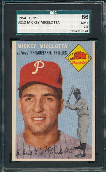 1954 Topps #212 Mickey Micelotta SGC 86