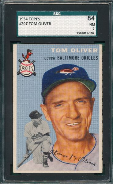 1954 Topps #207 Tom Oliver SGC 84