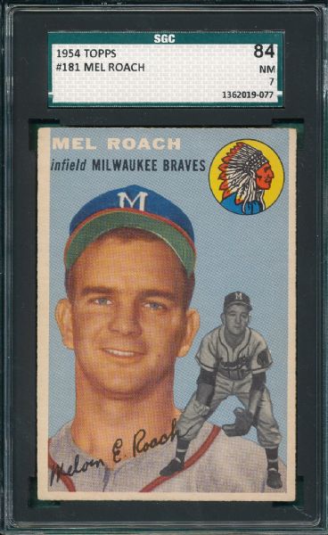 1954 Topps #181 Mel Roach SGC 84