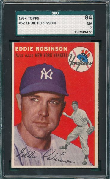 1954 Topps #62 Eddie Robinson SGC 84