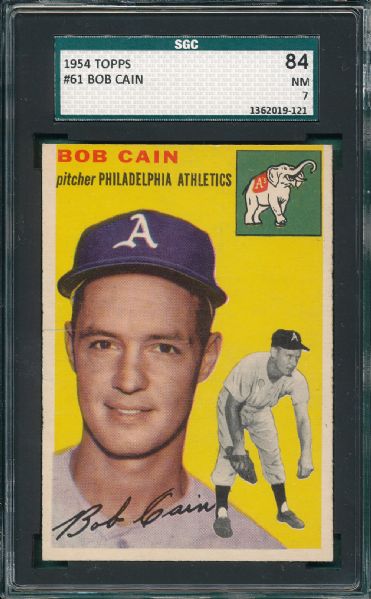 1954 Topps #61 Bob Cain SGC 84