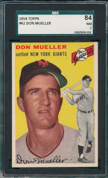 1954 Topps #42 Don Mueller SGC 84