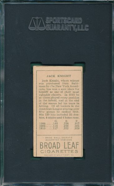 1911 T205 Knight Broadleaf Cigarettes SGC 60