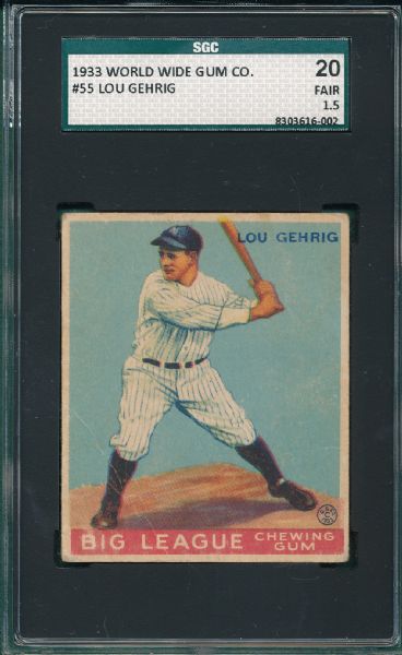 1933 #55 Lou Gehrig World Wide Gum Co SGC 20