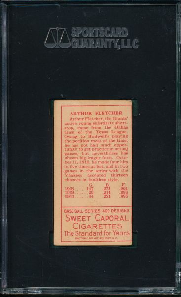 1911 T205 Fletcher Sweet Caporal Cigarettes SGC 60