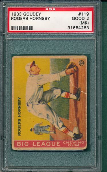 1933 Goudey #119 Rogers Hornsby PSA 2 (MK)