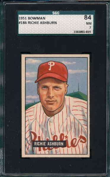 1951 Bowman #186 Richie Ashburn SGC 84