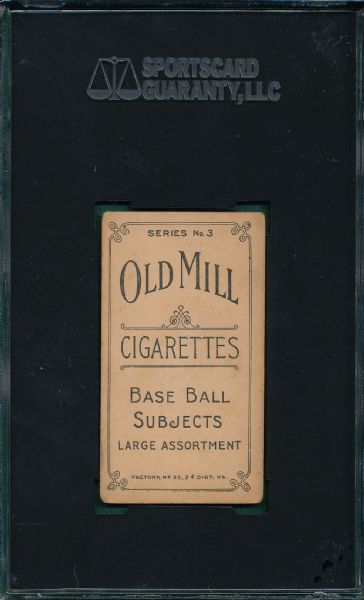 1910 T210-3 Billiard Old Mill Cigarettes SGC 45 *Low Pop*  *Orange Border*
