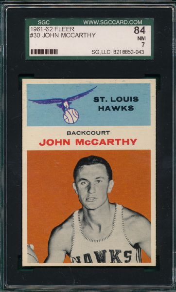 1961-62 Fleer #30 John McCarthy SGC 84