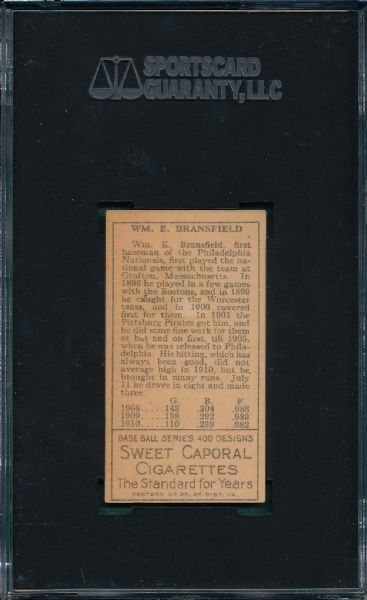 1911 T205 Bransfield Sweet Caporal Cigarettes SGC 30 *Presents Better*