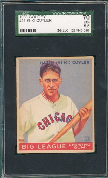 1933 Goudey #23 Ki-Ki Cuyler SGC 70