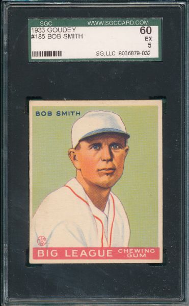 1933 Goudey #185 Bob Smith SGC 60